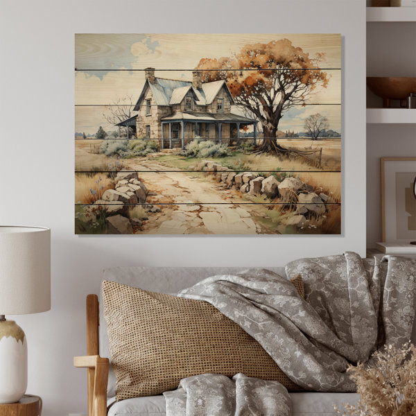Rosalind Wheeler Farmhouse Patterns an II Farm Print on Natural Pine